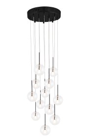 Skyfall Ø30 Gjennomsiktig Taklampe Fra Globen Lighting - Skyfall er en vakker taklampe med tolv ledninger med glasskupler som kan justeres mellom en totalh&oslash;yde p&aring; 33&ndash;213 cm.