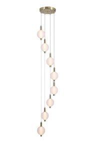 Luminique Ø50 Messing Taklampe Fra Searchlight - Lampen er laget av metall med en satengmatt finish og har &aring;tte frostede glassskjermer med integrert LED.