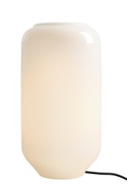 Flask 36cm Hvit/svart bordlampe Fra Artera - Den høye, avrundede opalglasskjermen sprer et mykt og behagelig lys som skaper en varm og innbydende atmosfære.