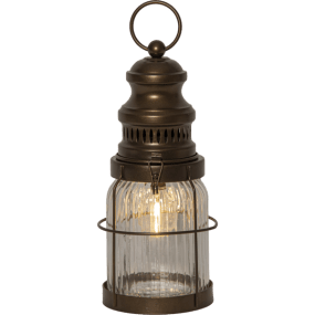 Aina Bronse Fra Star Trading - Klassisk og stilig lykt i metall og glass som gir en koselig, varm hvit glød.