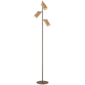 Lakewood Brun gulvlampe Fra Brilliant - Lakewood gulvlampe kombinerer brunt metall med lyst, ribbet treverk for et varmt og stilig uttrykk.