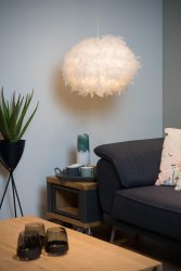 Goosy Soft Ø50 Hvit Taklampe Fra Lucide - Goosy Soft er en kombinasjon av bomull og myke fj&aelig;r.