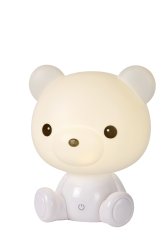 Dodo Bear Hvit barnelampe Fra Lucide - Denne bordlampen med dyremotiv, med det koselige navnet Dodo, vil gi barna dine søte drømmer.