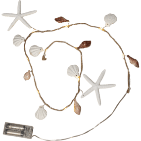 Lysslynge Seaside Beige Fra Star Trading - Seaside er en vakker batteridrevet teleslynge for innend&oslash;rs bruk med dekorasjoner i plastmateriale inspirert av havet.