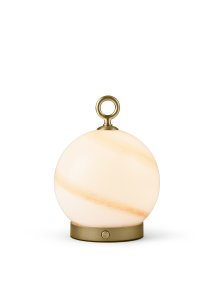 Stockholm 20cm Brun bærbar Fra Halo Design - Den er IP44-klassifisert og kan brukes både innendørs og utendørs (men bør oppbevares og lades innendørs).