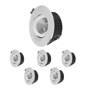 Bondy Downlight 6-pk Hvit Fra Designlight - Installasjonsdybden er kun 32,5 mm, noe som betyr at den kan installeres der det er lite plass, for eksempel med en 25 mm stender og gipsplater.
