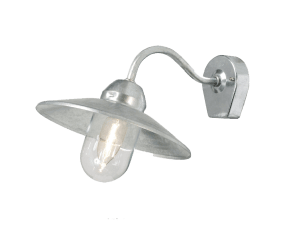 Stall Galvanisert stål utendørslampe Fra Westal - Baksiden har to&aring; innganger og utganger og hurtigkoblingsklemme.