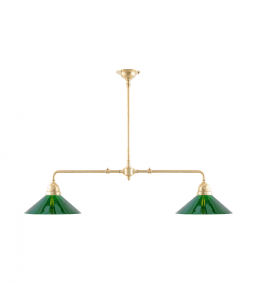 Tegnér Rod Pendant 2x60 Messing Fra Karlskrona lampfabrik - Dimensjonene som er oppgitt er med skjermene p&aring;.