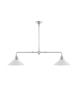 Tegnér Rod Pendant 2x60 Nikkel Fra Karlskrona lampfabrik - Dimensjonene som er oppgitt er med skjermene p&aring;.