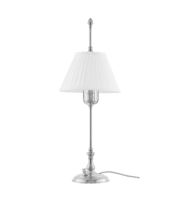 Kellgren Nikkel Fra Karlskrona lampfabrik - Kellgren har sin f&ouml;rebild i det tidiga 1800-talets lampor d&auml;r sk&auml;rmen gick att justera f&ouml;r att f&ouml;lja vaxljusets l&auml;ngd allteftersom det brann ner.