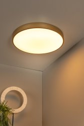 Unar Ø50 Gull plafond Fra Lucide - Med sin runde metallramme og et matt deksel over den integrerte LED-lyskilden passer denne taklampen inn i alle interi&oslash;rer og rom.