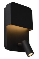 Boxer Svart leselampe Fra Lucide - Lampen har to separate str&oslash;mbrytere &ndash; en for retningsbelysningen og en for den integrerte LED-belysningen som sprer en koselig gl&oslash;d.