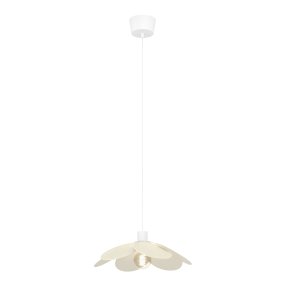 Binacua Ø40 Beige Taklampe Fra Eglo - Skjermen er laget av mykt avrundede blader som overlapper hverandre og lar lyskilden sees i midten.