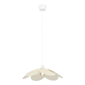 Binacua Ø60 Beige Taklampe Fra Eglo - Skjermen er laget av mykt avrundede blader som overlapper hverandre og lar lyskilden sees i midten.