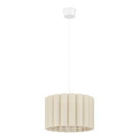 Collegrilli Ø45 Beige Taklampe Fra Eglo - Collegrilli er en dekorativ taklampe med en beige tekstilskjerm som etterligner den naturlige strukturen til lin.