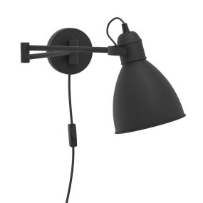 San Peri Ø15 Svart vegglampe Fra Eglo - Enkel å montere og utstyrt med en praktisk strømbryter på; ledning, dette er en allsidig og stilig belysningsløsning for hjemmet ditt.