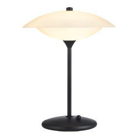 Baroni 40cm Svart Fra Halo Design - Det munnblåste opalglasset i kombinasjon med det børstede sorte metallet skaper et tidløst design.