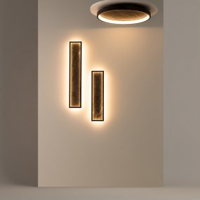 Orign 60cm Svart vegglampe Fra Maytoni - Orign er en vegglampe i metall med en elegant steinimitasjon i midten som gir et naturlig og eksklusivt inntrykk.