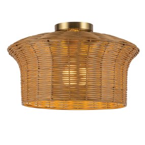 Kai Ø40 Natur Fra Elstead Lighting - Kai er en dekorativ taklampe som kombinerer metall med en rottingskjerm i kurv.