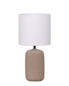 Palizzo 33cm Brun bordlampe Fra Nordic Lighting - Basen har en matt, sandlignende finish i en varm brun tone og en ribbet struktur som gir lampen et mykt og dekorativt uttrykk.