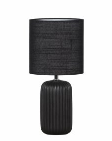 Palizzo 33cm Svart bordlampe Fra Nordic Lighting - Palizzo bordlampe i svart har en stilig keramisk base med elegante riller og en matchende linskjerm.