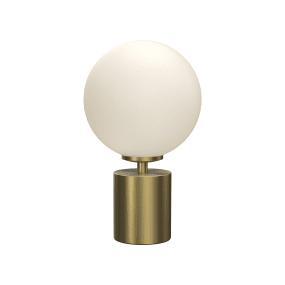 Ballon 24cm Messing bordlampe Fra Herstal - Ballon er en elegant bordlampe med et stilig og tidløst design som kombinerer metall i en vakker satengmessingfinish med en rund skjerm av opalglass.