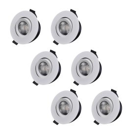 D-007 Downlight 3000K 6-pk Hvit Fra Designlight - Armaturens driver og koblingsboks (inkludert) er designet for &aring; monteres med 28 linser i kombinasjon med 12-13 mm takplater.