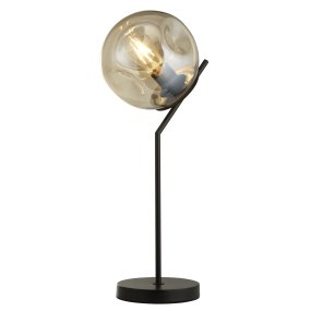Punch 57cm Champagne bordlampe Fra Searchlight - Det litt konkave glasset i kombinasjon med den svarte metallrammen skaper en moderne og elegant kontrast som passer inn i mange forskjellige interiørstiler.