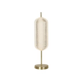 Capsule 60cm Messing bordlampe Fra Searchlight - Capsule er en elegant og moderne bordlampe med detaljer i satengmessing og en skjerm i akrylglass som sprer et mykt og behagelig lys.