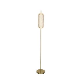 Capsule Messing gulvlampe Fra Searchlight - Capsule er en elegant og moderne gulvlampe med detaljer i satengmessing og en skjerm i akrylglass som sprer et mykt og behagelig lys.