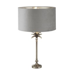 Palm 45cm Grå bordlampe Fra Searchlight - Dens grå og antikke nikkelfinish utstråler varme og rikdom, og skaper et fengslende fokuspunkt i rommet ditt.
