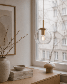 Globi Ø15 Messing/gjennomsiktig vinduslampe Fra Nordic Lighting - Globi vinduslampe er en stilig og moderne lampe som gir rommet en varm og koselig f&oslash;lelse.