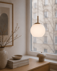  Globi Ø15 Messing/hvit vinduslampe Fra Nordic Lighting - Globi-vinduslampen er en stilig og moderne lampe som gir rommet en varm og koselig f&oslash;lelse.
