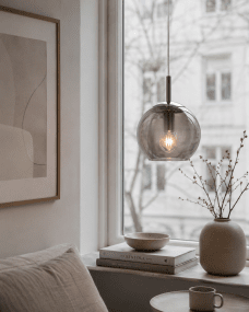  Globi Ø15 Krom/røkt vinduslampe Fra Nordic Lighting - Globi vinduslampe er en stilig og moderne lampe som gir rommet en varm og koselig f&oslash;lelse.