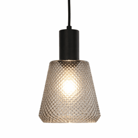 Daimon Ø15 Røykfarget vinduslampe Fra Lampan - Skjermen i r&oslash;kt glass har et vakkert m&oslash;nster som gir et levende og stemningsfullt lys.