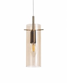 Cilinda Ø7 Messing/rav vinduslampe Fra Nordic Lighting - Det ravfargede glasset skaper en fin lysspredning, og i kombinasjon med de antikke messingdetaljene blir den en stilig interi&oslash;rdetalj.