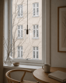 Cilinda Ø7 Svart/gjennomsiktig vinduslampe Fra Nordic Lighting - Cilinda er en tidl&oslash;s vinduslampe med stilig design.