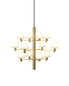 Gil Ø67 Messing Taklampe Fra Herstal - Et moderne design som reflekterer lys og liv med selvsikker eleganse gjennom de opalglassskjermene.