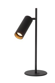 Clubs 42cm Svart skrivebordslampe Fra Lucide - Den er laget av h&oslash;ykvalitets aluminium og har en smal, sylindrisk lampeskjerm med en ribbet struktur som gir den en elegant karakter.
