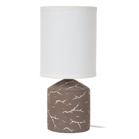 Fran 30cm Taupe bordlampe Fra Lucide - Den sylindriske lampeskjermen i hvitt tekstil komplementerer designet og bidrar til et mykt og behagelig lys.