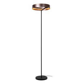 Leonard Brun Fra Lucide - Den runde skjermen har en elegant metallisk brun finish og en integrert LED-stripe på innsiden som sprer et kraftig og behagelig lys nedover.
