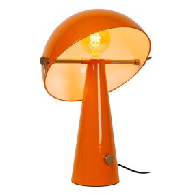 Barone 52cm Oransje Fra Lucide - Barone er en elegant bordlampe i metall med skinnende oransje finish og stilige messingdetaljer.