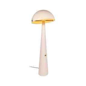 Barone Kremhvit Fra Lucide - Barone er en elegant gulvlampe i metall med en myk kremfarge og stilige messingdetaljer.