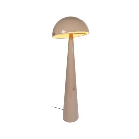 Barone Taupe Fra Lucide - Barone er en elegant gulvlampe i metall med blank taupe-finish og stilige messingdetaljer.