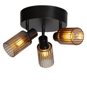 Kiera 3 Svart/ravfarget spotlight Fra Cottex - Kombinasjonen av svart metall og ravfarget glass gir Kiera et varmt og elegant uttrykk som passer inn i flere forskjellige rom.