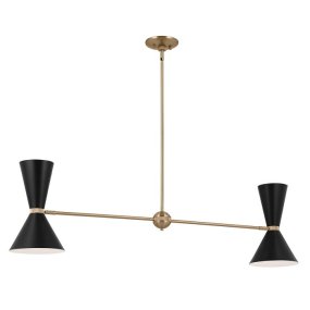 Phix 130cm Svart/bronse Fra Elstead Lighting - De svarte skjermene har en hvit innside for en jevn og behagelig lysfordeling.