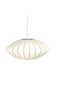 Josefine Ø50 Hvit Fra Aneta Lighting - Den gener&oslash;se skjermen er laget av kunstig silke, noe som gir lampen en vakker tekstur og et mykt lys n&aring;r den er tent.