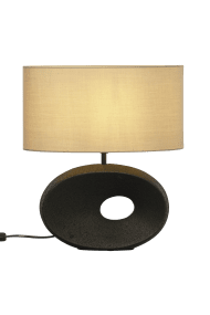 Ellipse 42cm Svart bordlampe Fra Aneta Lighting - Den vakre tekstillampeskjermen i fargen beige sprer et varmt og behagelig lys som skaper en innbydende følelse i rommet.
