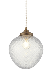 Gatsby Ø25 Antikk messing Fra Aneta Lighting - Gatsby takpendel har et klassisk og elegant uttrykk med detaljer i antikk messingfinish og en dekorativ skjerm i klart, svertet glass.