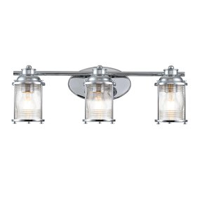 Ashland Bay 60cm Krom baderomslampe Fra Elstead Lighting - Laget av stål og glass, tilbyr den en luksuriøs polert kromfinish og tre vakkert teksturerte glass som sprer lyset.
